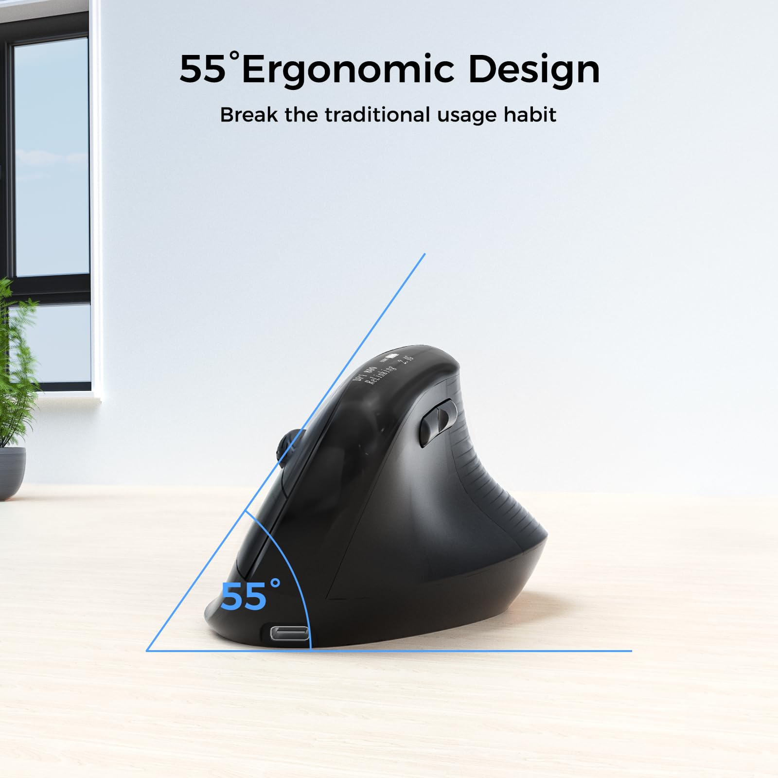 Kysona Ergonomic Mouse With Oled Screen, Rechargeable Vertical Ergo Wireless Mice, Quiet Click, Bluetooth & 2.4G, 5 Adijustable